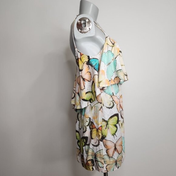 Farm Rio Butterfly Print Ruffle Bodice Thin Strap Mini Dress Size S - Picture 4 of 16